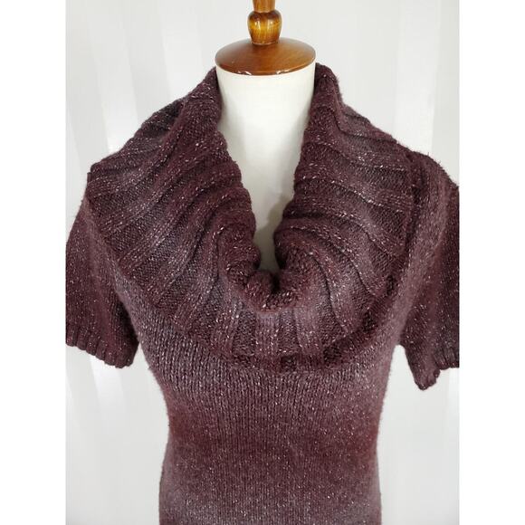 CATO Women's Plum Ombre Cowl Neck Short Sleeve Sweater Dress Sz S - Picture 5 of 9